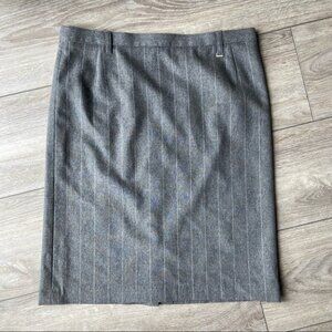 Hauber Wool Blend Made in Germany Striped Pencil Career Skirt